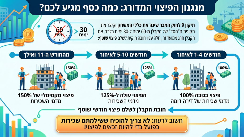 איחור במסירה - מנגנון הפיצוי המדורג עו"ד חן מסיקה